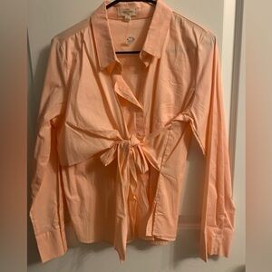 Long Sleeve Peach Dress shirt with Bow tie, NWOT. Size Large